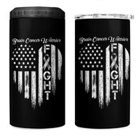 Brain Cancer Warrior 4 in 1 Can Cooler Tumbler Fight Gray Ribbon American Flag Heart