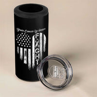 Brain Cancer Warrior 4 in 1 Can Cooler Tumbler Fight Gray Ribbon American Flag Heart