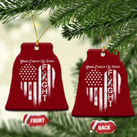 Brain Cancer Warrior Ceramic Ornament Fight Gray Ribbon American Flag Heart