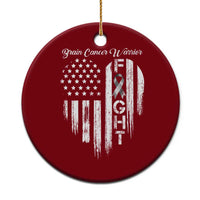 Brain Cancer Warrior Ceramic Ornament Fight Gray Ribbon American Flag Heart
