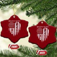Brain Cancer Warrior Ceramic Ornament Fight Gray Ribbon American Flag Heart