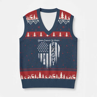 Brain Cancer Warrior V-Neck Knit Sweater Vest Fight Gray Ribbon American Flag Heart