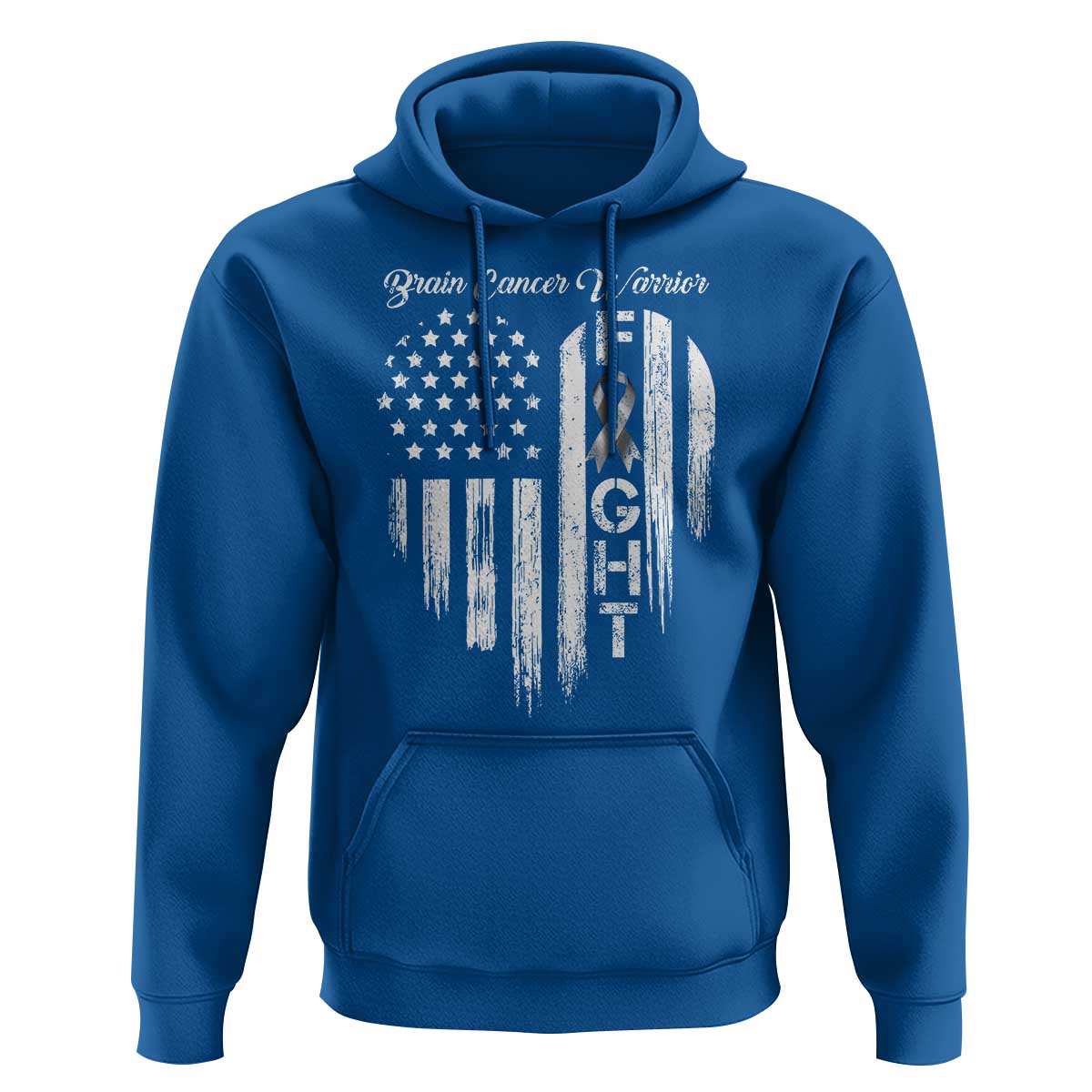 Brain Cancer Warrior Hoodie Fight Gray Ribbon American Flag Heart