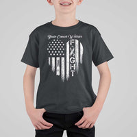 Brain Cancer Warrior T Shirt For Kid Fight Gray Ribbon American Flag Heart