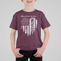 Brain Cancer Warrior T Shirt For Kid Fight Gray Ribbon American Flag Heart