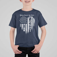 Brain Cancer Warrior T Shirt For Kid Fight Gray Ribbon American Flag Heart