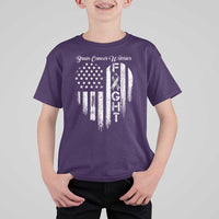 Brain Cancer Warrior T Shirt For Kid Fight Gray Ribbon American Flag Heart