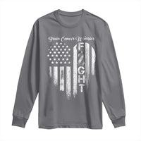 Brain Cancer Warrior Long Sleeve Shirt Fight Gray Ribbon American Flag Heart