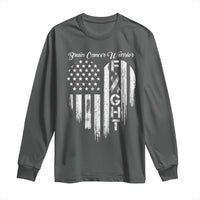 Brain Cancer Warrior Long Sleeve Shirt Fight Gray Ribbon American Flag Heart