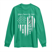 Brain Cancer Warrior Long Sleeve Shirt Fight Gray Ribbon American Flag Heart