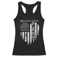 Brain Cancer Warrior Racerback Tank Top Fight Gray Ribbon American Flag Heart