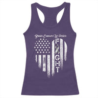 Brain Cancer Warrior Racerback Tank Top Fight Gray Ribbon American Flag Heart