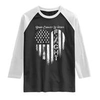 Brain Cancer Warrior Raglan Shirt Fight Gray Ribbon American Flag Heart