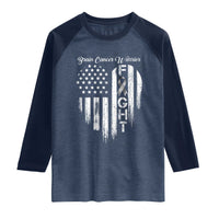 Brain Cancer Warrior Raglan Shirt Fight Gray Ribbon American Flag Heart