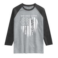 Brain Cancer Warrior Raglan Shirt Fight Gray Ribbon American Flag Heart