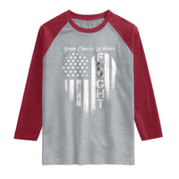 Brain Cancer Warrior Raglan Shirt Fight Gray Ribbon American Flag Heart