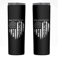 Brain Cancer Warrior Skinny Tumbler Fight Gray Ribbon American Flag Heart