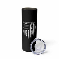 Brain Cancer Warrior Skinny Tumbler Fight Gray Ribbon American Flag Heart