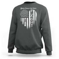 Brain Cancer Warrior Sweatshirt Fight Gray Ribbon American Flag Heart