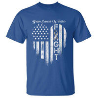 Brain Cancer Warrior T Shirt Fight Gray Ribbon American Flag Heart