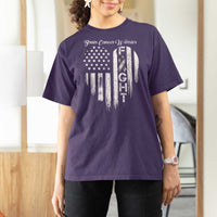 Brain Cancer Warrior T Shirt For Women Fight Gray Ribbon American Flag Heart