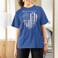 Brain Cancer Warrior T Shirt For Women Fight Gray Ribbon American Flag Heart