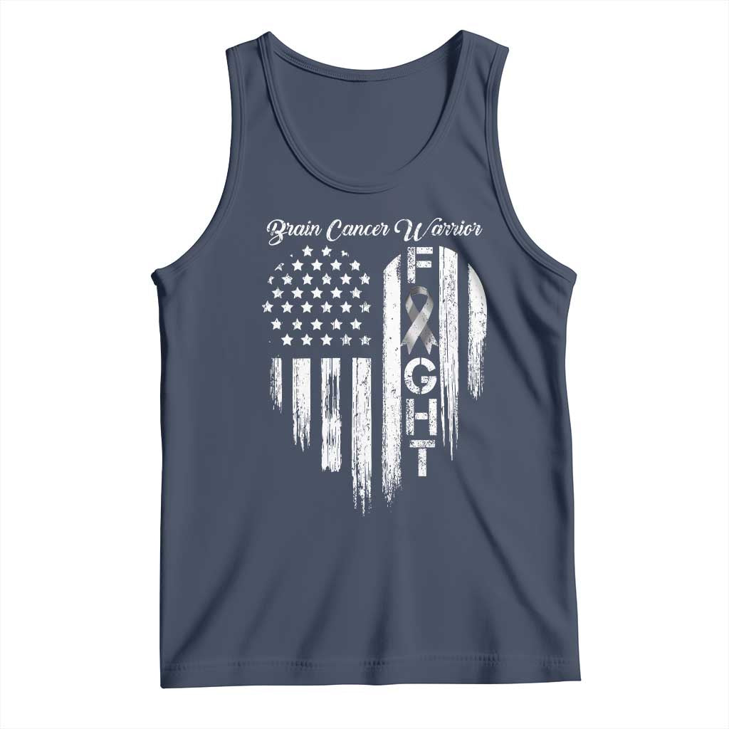 Brain Cancer Warrior Tank Top Fight Gray Ribbon American Flag Heart