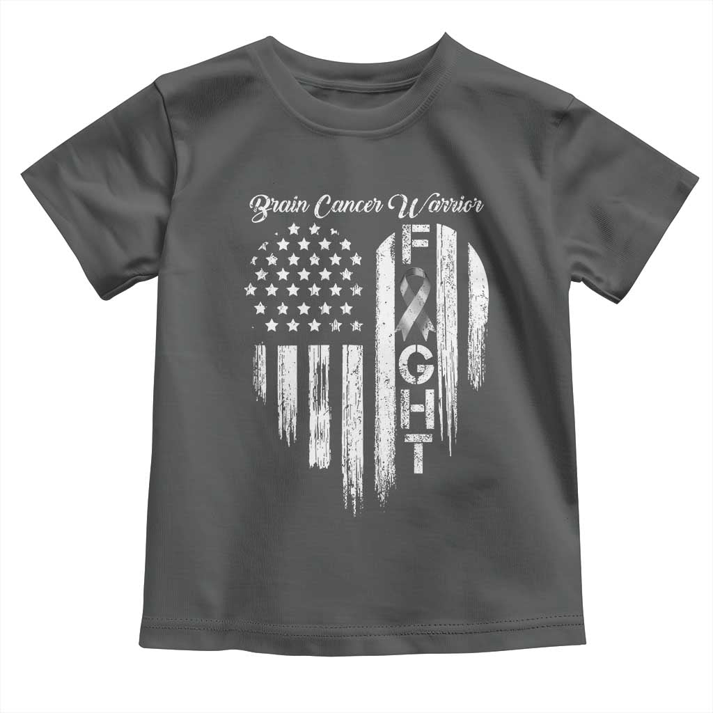 Brain Cancer Warrior Toddler T Shirt Fight Gray Ribbon American Flag Heart