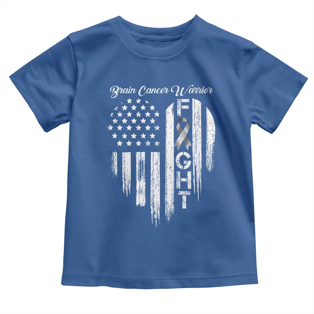 Brain Cancer Warrior Toddler T Shirt Fight Gray Ribbon American Flag Heart