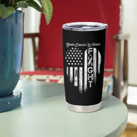 Brain Cancer Warrior Tumbler Cup Fight Gray Ribbon American Flag Heart