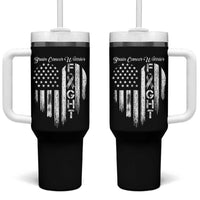 Brain Cancer Warrior Tumbler With Handle Fight Gray Ribbon American Flag Heart