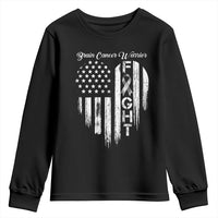 Brain Cancer Warrior Youth Sweatshirt Fight Gray Ribbon American Flag Heart