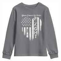 Brain Cancer Warrior Youth Sweatshirt Fight Gray Ribbon American Flag Heart