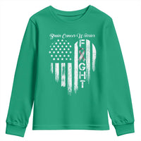 Brain Cancer Warrior Youth Sweatshirt Fight Gray Ribbon American Flag Heart