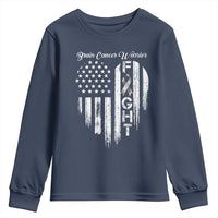 Brain Cancer Warrior Youth Sweatshirt Fight Gray Ribbon American Flag Heart