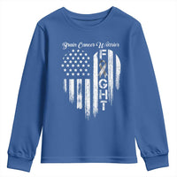 Brain Cancer Warrior Youth Sweatshirt Fight Gray Ribbon American Flag Heart
