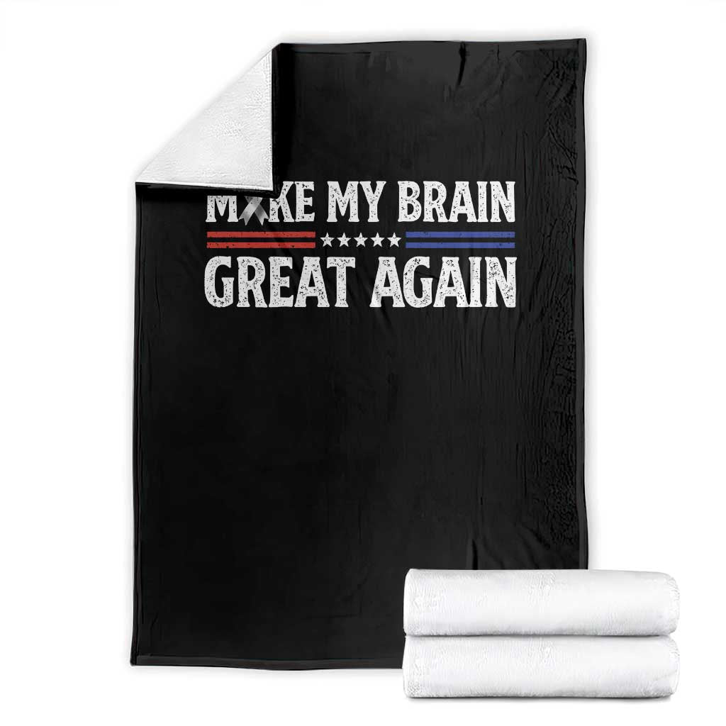 Funny Brain Surgery Recovery Throw Blanket Make My Brain Great Again Gray Ribbon