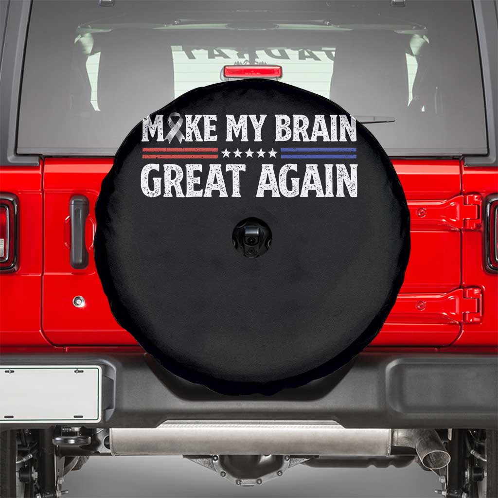 Funny Brain Surgery Recovery Spare Tire Cover Make My Brain Great Again Gray Ribbon