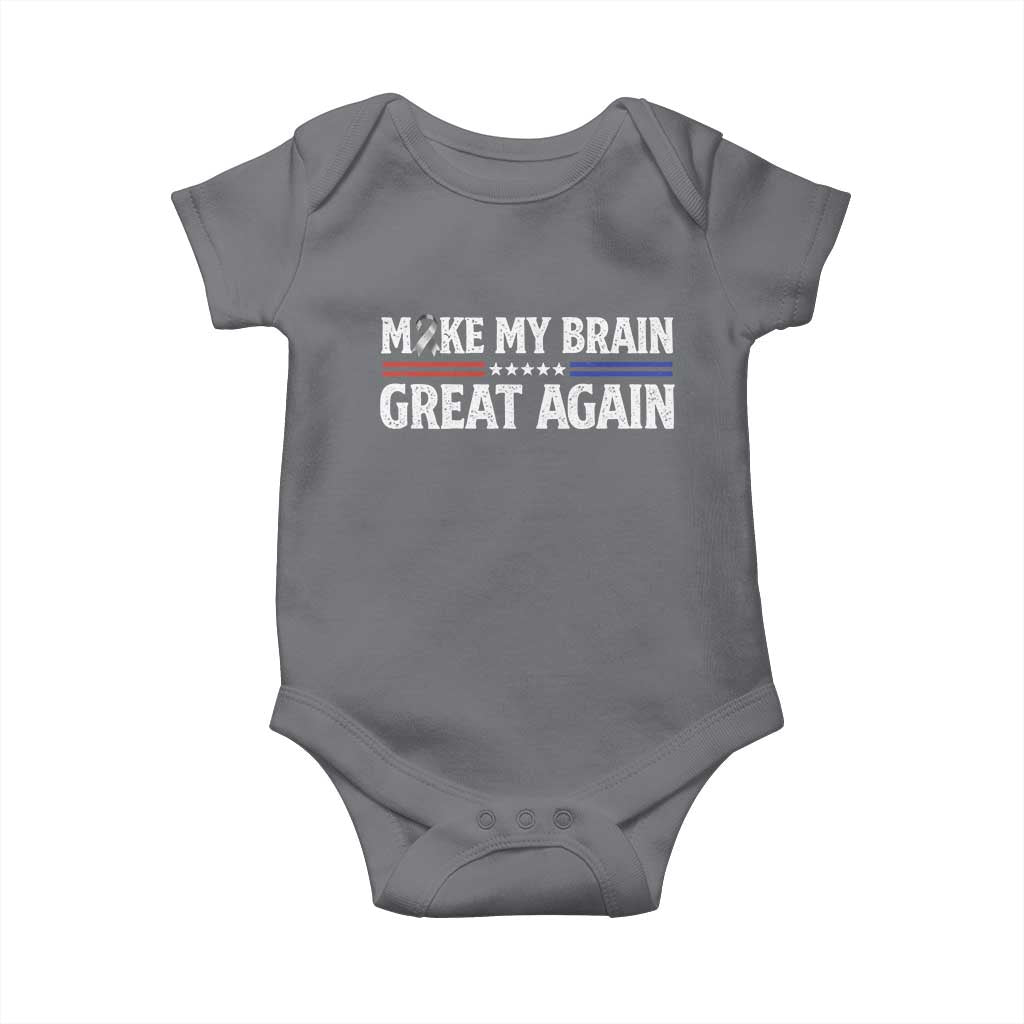 Funny Brain Surgery Recovery Baby Onesie Make My Brain Great Again Gray Ribbon