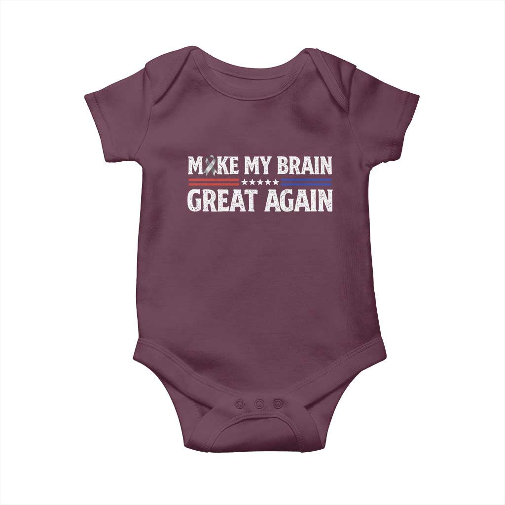 Funny Brain Surgery Recovery Baby Onesie Make My Brain Great Again Gray Ribbon