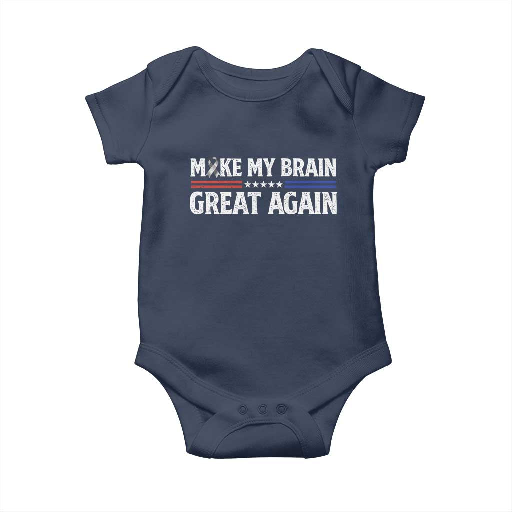 Funny Brain Surgery Recovery Baby Onesie Make My Brain Great Again Gray Ribbon