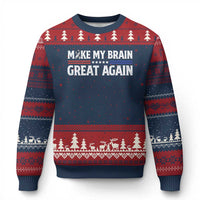 Funny Brain Surgery Recovery Ugly Christmas Sweater Make My Brain Great Again Gray Ribbon