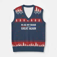 Funny Brain Surgery Recovery V-Neck Knit Sweater Vest Make My Brain Great Again Gray Ribbon