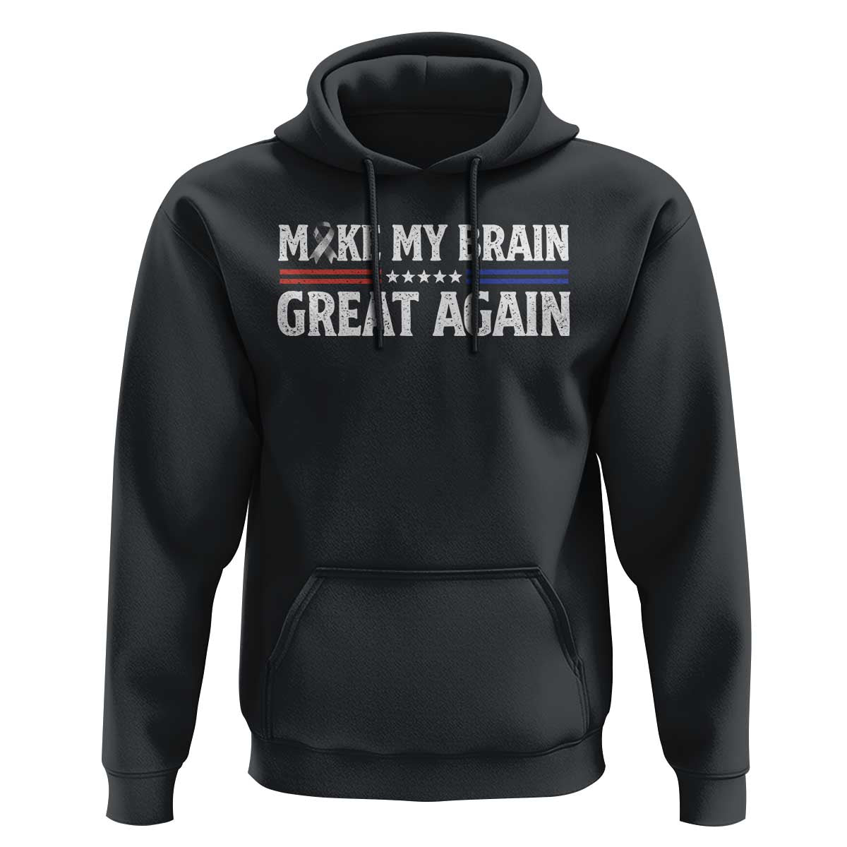 Funny Brain Surgery Recovery Hoodie Make My Brain Great Again Gray Ribbon