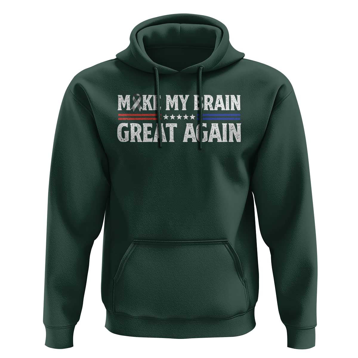 Funny Brain Surgery Recovery Hoodie Make My Brain Great Again Gray Ribbon
