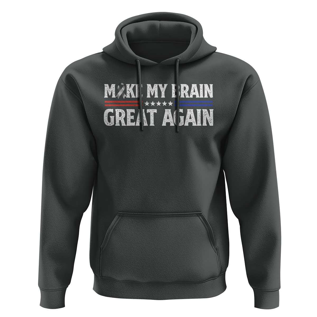 Funny Brain Surgery Recovery Hoodie Make My Brain Great Again Gray Ribbon
