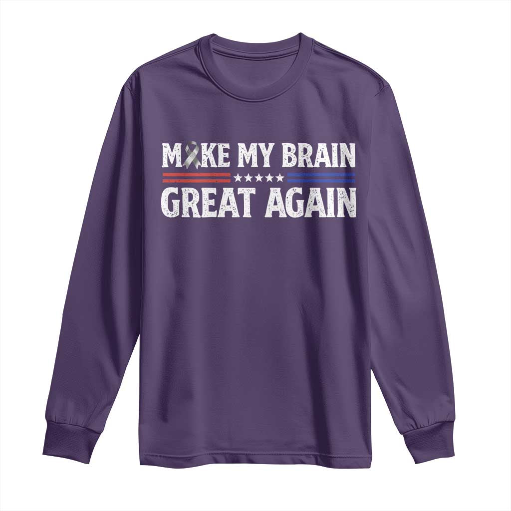 Funny Brain Surgery Recovery Long Sleeve Shirt Make My Brain Great Again Gray Ribbon