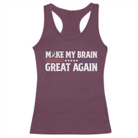 Funny Brain Surgery Recovery Racerback Tank Top Make My Brain Great Again Gray Ribbon