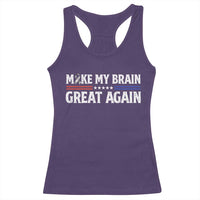 Funny Brain Surgery Recovery Racerback Tank Top Make My Brain Great Again Gray Ribbon