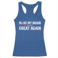 Funny Brain Surgery Recovery Racerback Tank Top Make My Brain Great Again Gray Ribbon